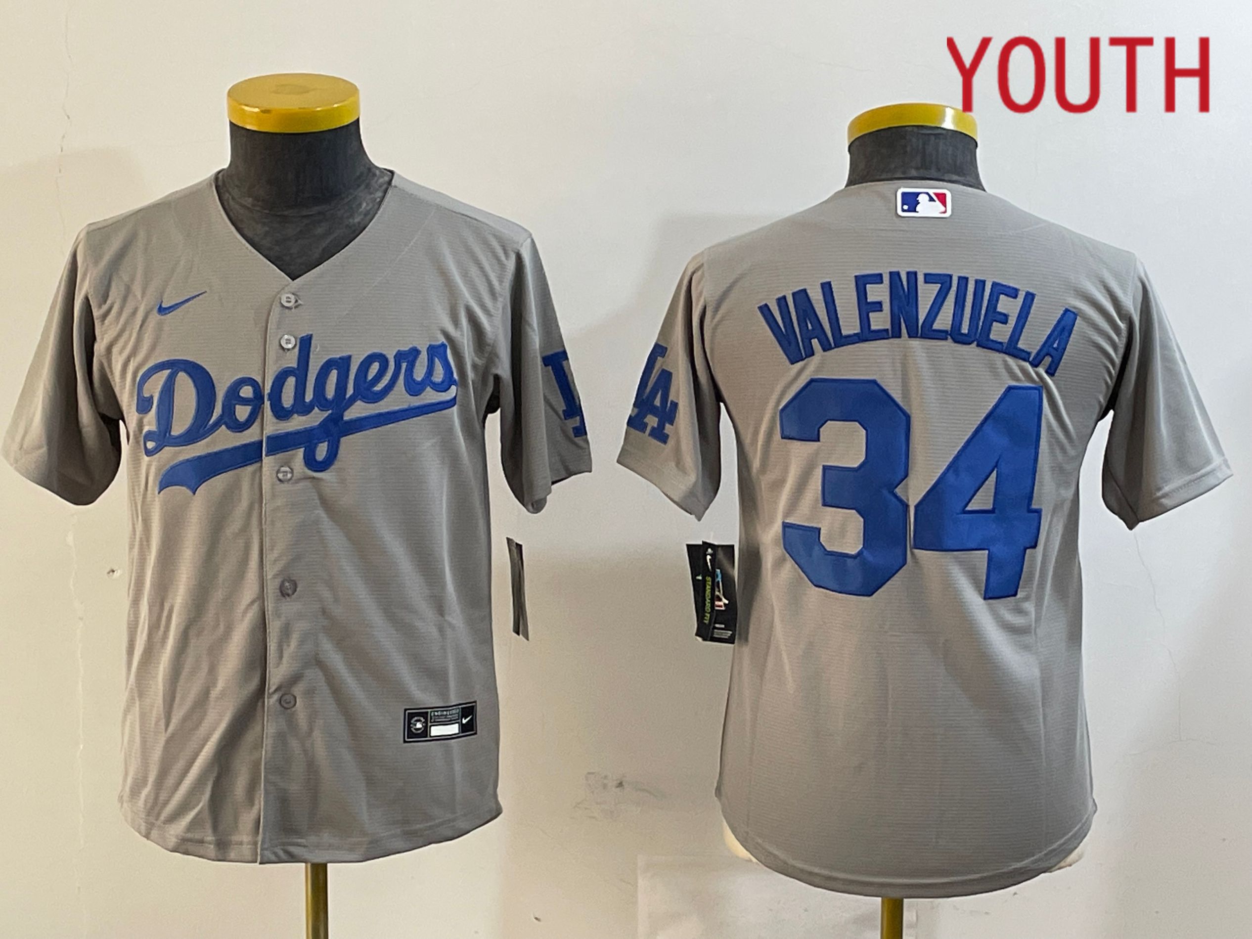 Youth Los Angeles Dodgers #34 Valenzuela Grey Game 2024 Nike MLB Jersey style 1216->women mlb jersey->Women Jersey